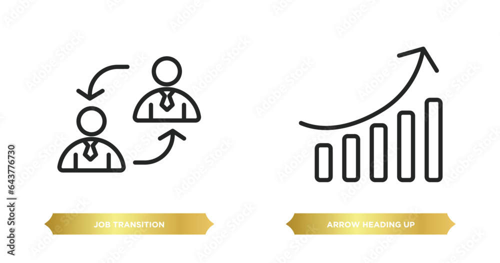 Poster two editable outline icons from user interface concept. thin line icons such as job transition, arro