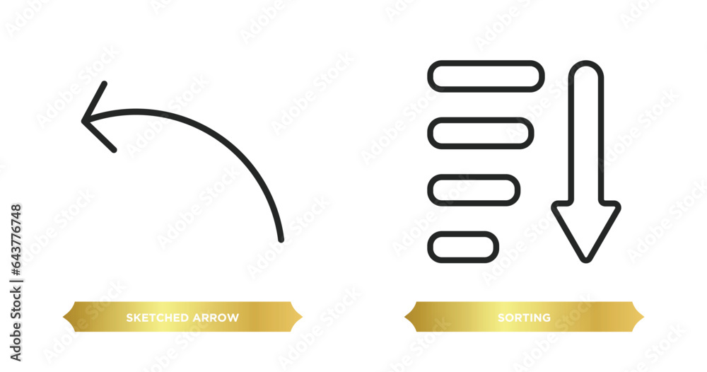 Poster two editable outline icons from user interface concept. thin line icons such as sketched arrow, sort