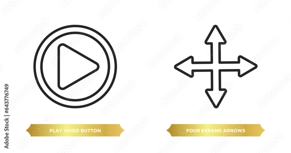 Poster two editable outline icons from user interface concept. thin line icons such as play video button, f