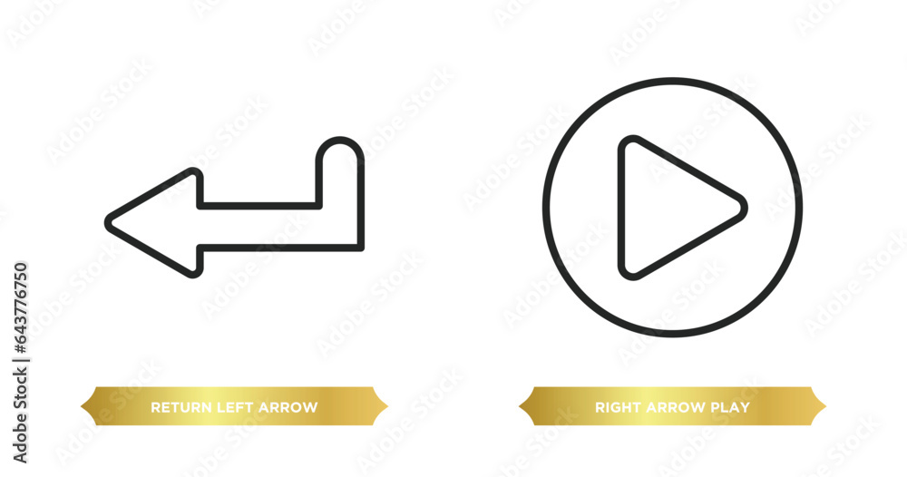 Poster two editable outline icons from user interface concept. thin line icons such as return left arrow, r