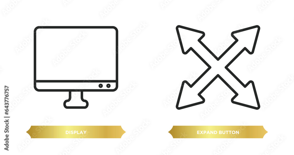 Aufkleber two editable outline icons from user interface concept. thin line icons such as display, expand butt