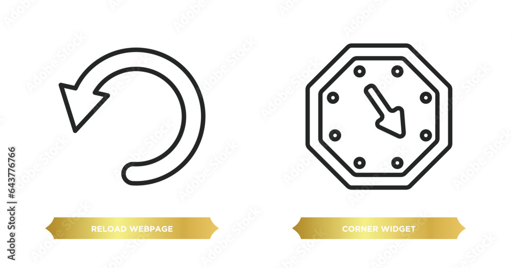 Poster two editable outline icons from user interface concept. thin line icons such as reload webpage, corn