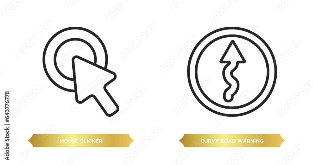 Poster two editable outline icons from user interface concept. thin line icons such as mouse clicker, curvy