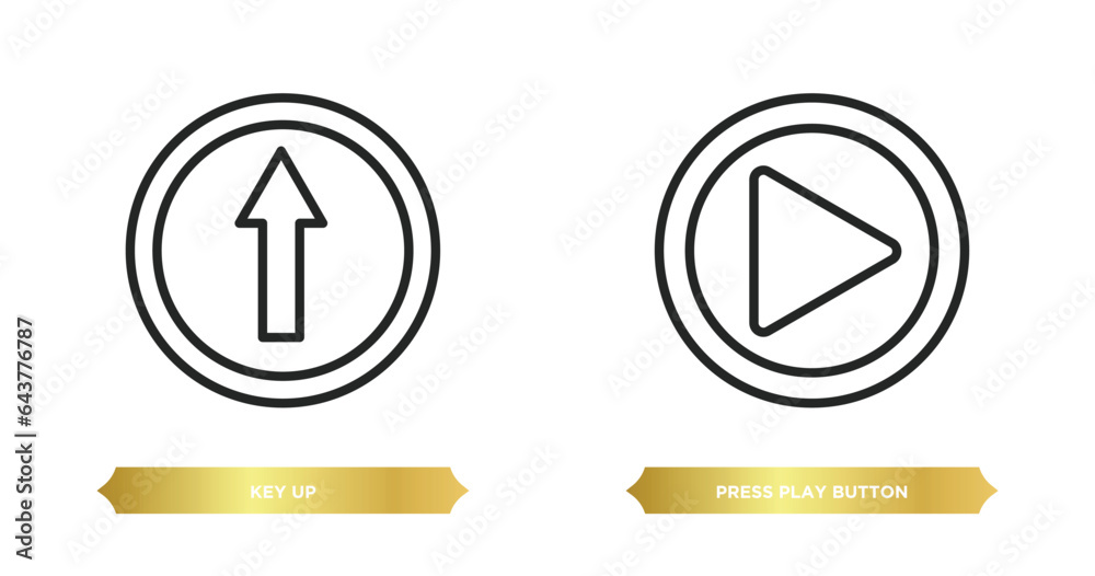 Poster two editable outline icons from user interface concept. thin line icons such as key up, press play b