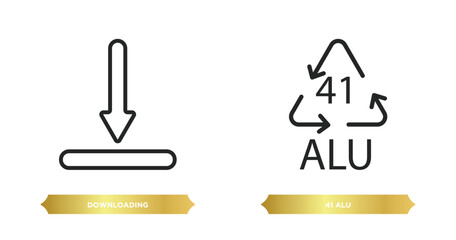 two editable outline icons from user interface concept. thin line icons such as downloading, 41 alu vector.