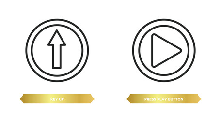 two editable outline icons from user interface concept. thin line icons such as key up, press play button vector.