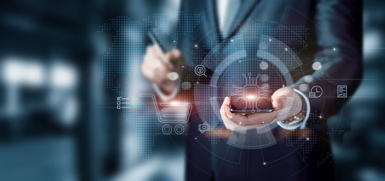 Concept of online shopping using gadgets and vertical maps.