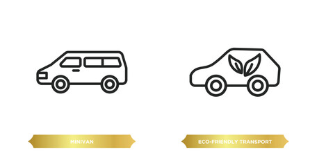 two editable outline icons from transportation concept. thin line icons such as minivan, eco-friendly transport vector.