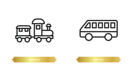two editable outline icons from toys concept. thin line icons such as train toy, bus toy vector. © IconArt