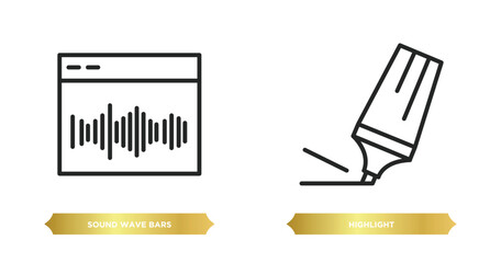 two editable outline icons from tools and utensils concept. thin line icons such as sound wave bars, highlight vector.