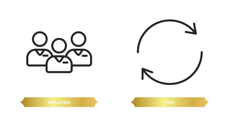 two editable outline icons from time management concept. thin line icons such as employees, sync vector.