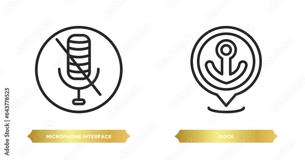 Poster two editable outline icons from technology concept. thin line icons such as microphone interface, do
