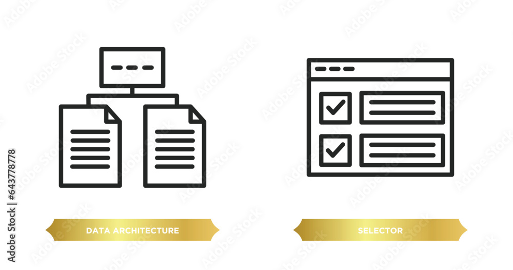 Poster two editable outline icons from technology concept. thin line icons such as data architecture, selec