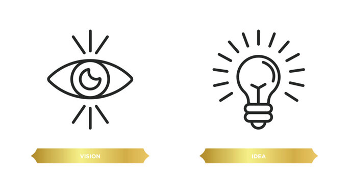 two editable outline icons from success concept. thin line icons such as vision, idea vector.