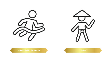 two editable outline icons from sports concept. thin line icons such as marathon champion, sesei vector.