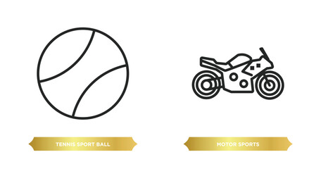 two editable outline icons from sports concept. thin line icons such as tennis sport ball, motor sports vector.