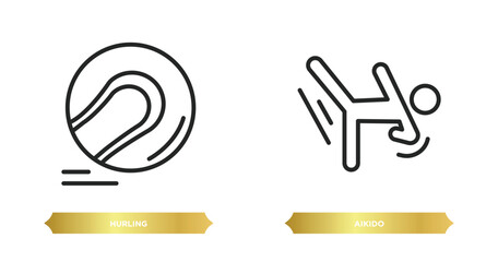 Fototapeta two editable outline icons from sport concept. thin line icons such as hurling, aikido vector. obraz