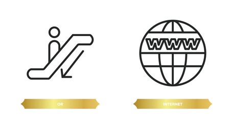 two editable outline icons from signs concept. thin line icons such as or, internet vector.