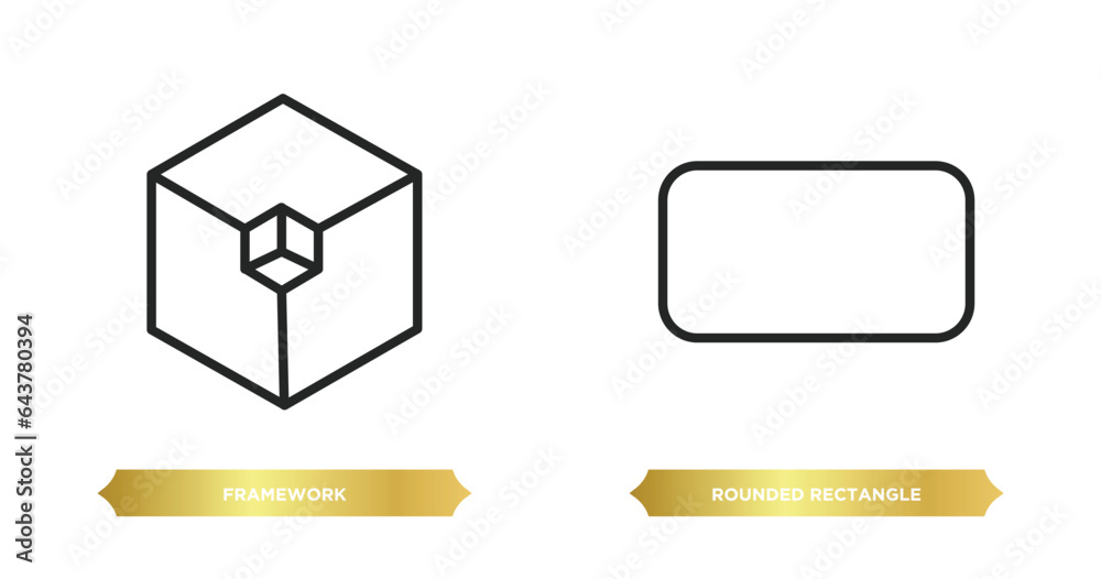Poster two editable outline icons from shapes concept. thin line icons such as framework, rounded rectangle