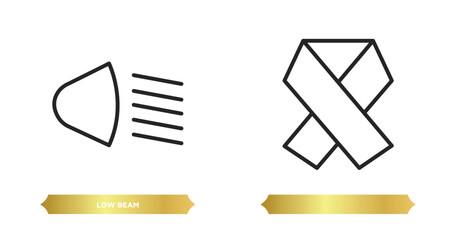 two editable outline icons from shapes concept. thin line icons such as low beam, vector. © IconArt