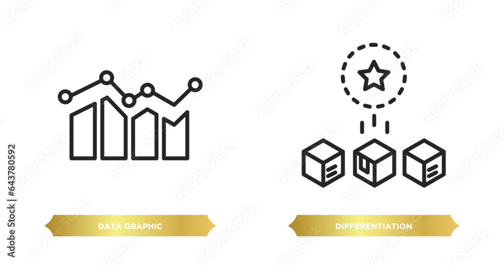 Poster two editable outline icons from seo and web concept. thin line icons such as data graphic, different