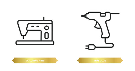 two editable outline icons from sew concept. thin line icons such as tailoring hine, hot glue vector.