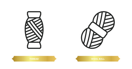 two editable outline icons from sew concept. thin line icons such as thread, wool ball vector.
