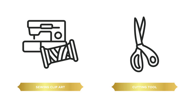 two editable outline icons from sew concept. thin line icons such as sewing clip art, cutting tool vector.