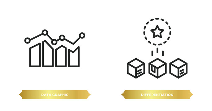 two editable outline icons from seo and web concept. thin line icons such as data graphic, differentiation vector.