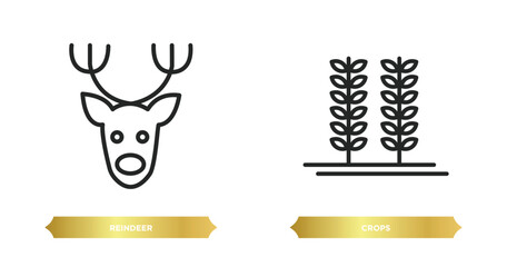 two editable outline icons from season concept. thin line icons such as reindeer, crops vector.