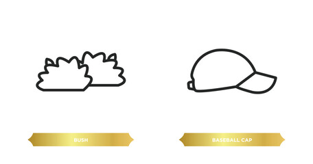 two editable outline icons from season concept. thin line icons such as bush, baseball cap vector.