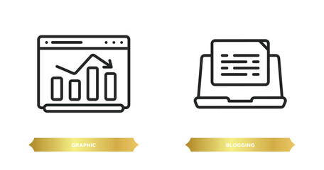 two editable outline icons from search engine optimization concept. thin line icons such as graphic, blogging vector.