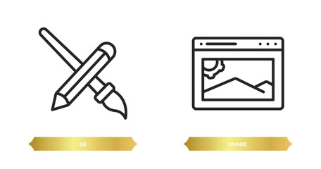 two editable outline icons from search engine optimization concept. thin line icons such as de, image vector.