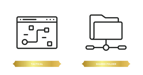 two editable outline icons from search engine optimization concept. thin line icons such as tactical, shared folder vector.