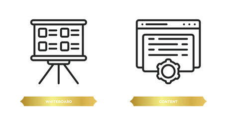 two editable outline icons from search engine optimization concept. thin line icons such as whiteboard, content vector.
