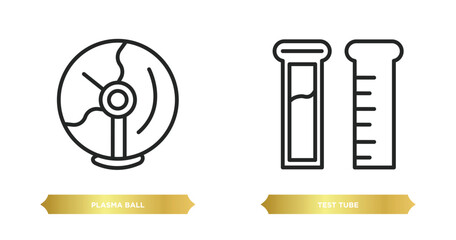 two editable outline icons from science concept. thin line icons such as plasma ball, test tube vector.