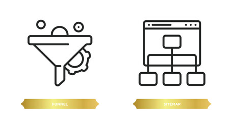 two editable outline icons from search engine optimization concept. thin line icons such as funnel, sitemap vector.