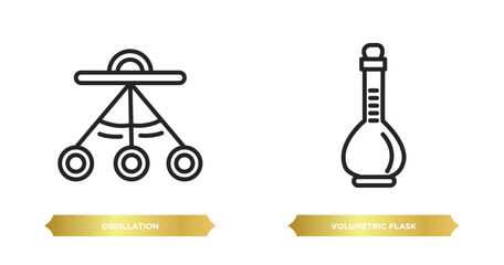 two editable outline icons from science concept. thin line icons such as oscillation, volumetric flask vector.
