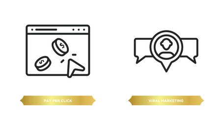 two editable outline icons from search engine optimization concept. thin line icons such as pay per click, viral marketing vector.