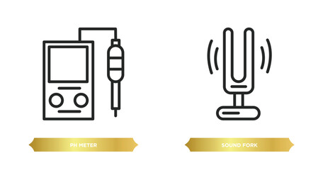 two editable outline icons from science concept. thin line icons such as ph meter, sound fork vector.