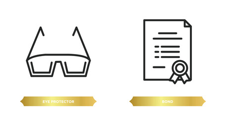 two editable outline icons from science concept. thin line icons such as eye protector, bond vector.