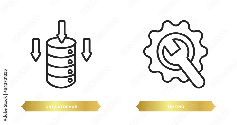 Poster two editable outline icons from seo concept. thin line icons such as data storage, testing vector.
