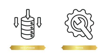 two editable outline icons from seo concept. thin line icons such as data storage, testing vector.