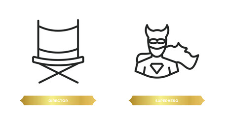 two editable outline icons from professions concept. thin line icons such as director, superhero vector.