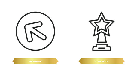 two editable outline icons from other concept. thin line icons such as arrowup, star prize vector.