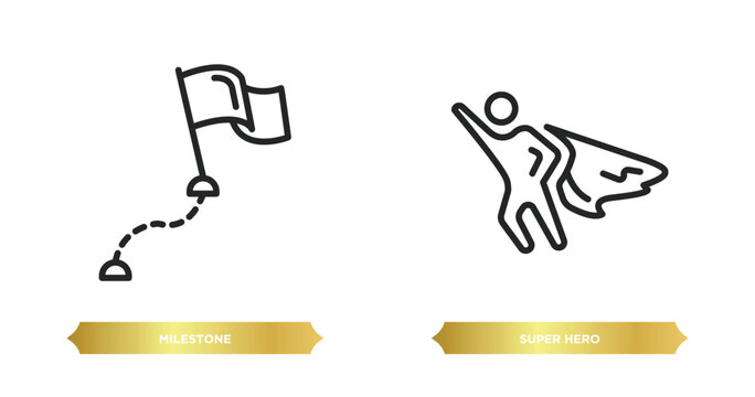 two editable outline icons from other concept. thin line icons such as milestone, super hero vector.