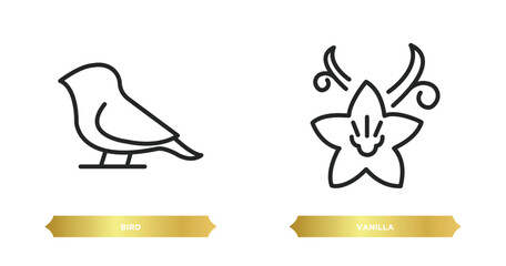 two editable outline icons from nature concept. thin line icons such as bird, vanilla vector.