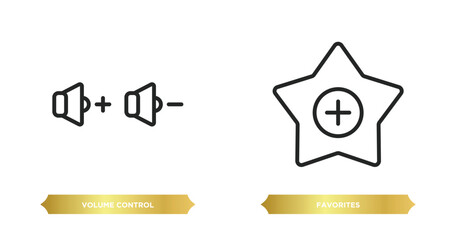 two editable outline icons from multimedia concept. thin line icons such as volume control, favorites vector.