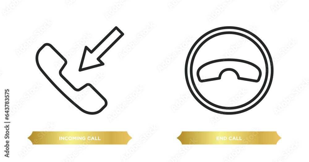 Poster two editable outline icons from message concept. thin line icons such as incoming call, end call vec