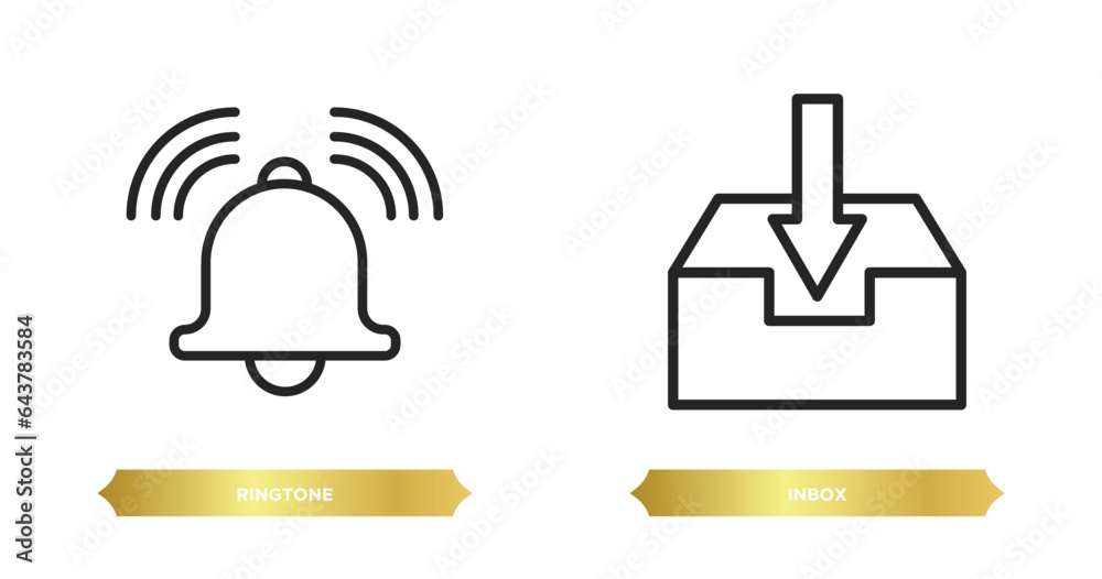 Poster two editable outline icons from message concept. thin line icons such as ringtone, inbox vector.